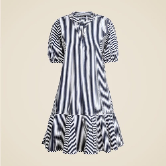 NWT!! J. CREW Delilah Dress Cotton Poplin Blue White Stripe Dark Evening Small - Picture 11 of 15